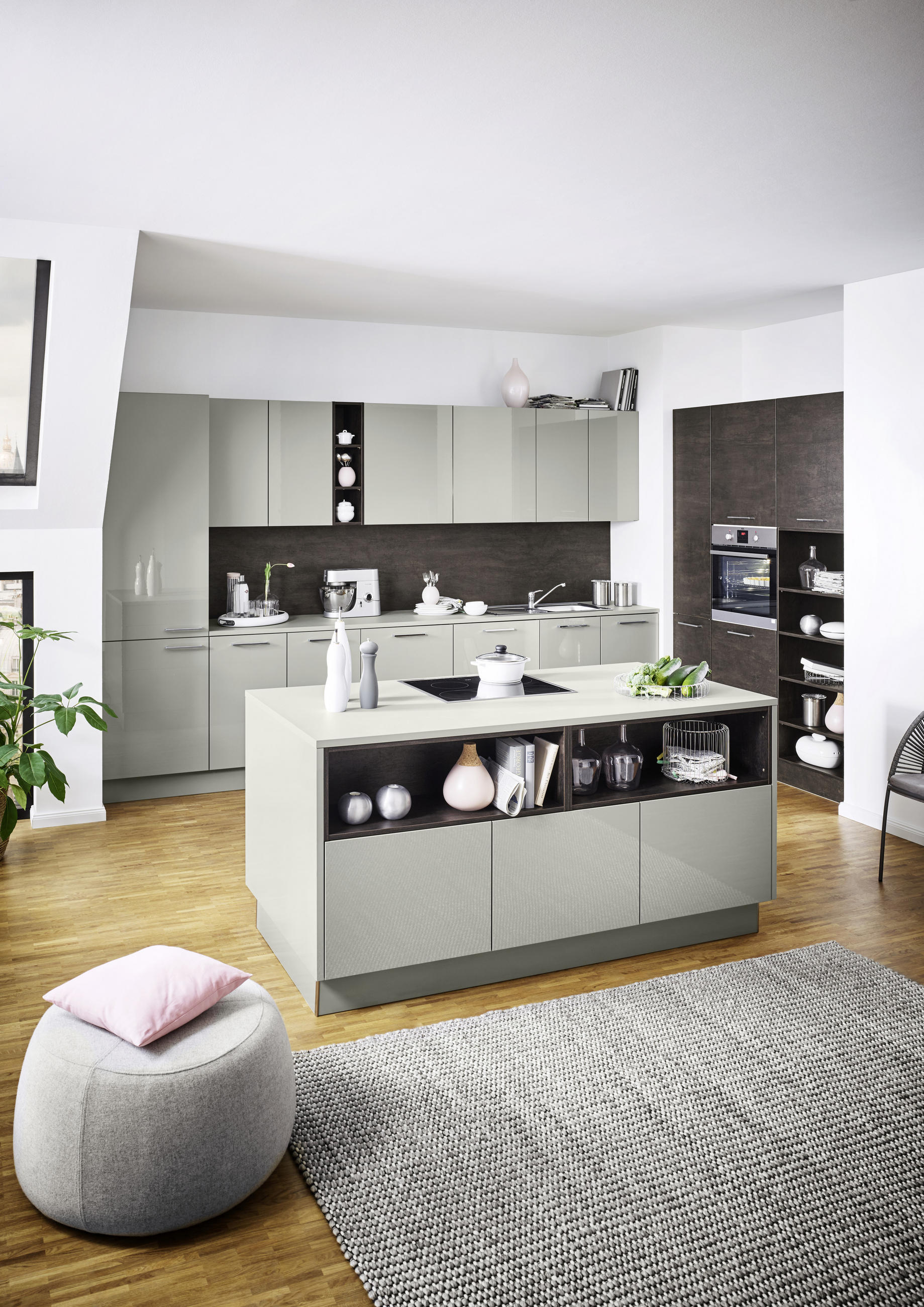 EINBAUKÜCHE NOVA LACK  - Eichefarben/Grau, Basics - Nolte Küchen