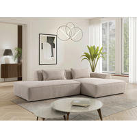 ROHOVÁ SEDAČKA, plast, textil, kompozitné drevo, béžová - čierna/béžová, Konventionell, kompozitné drevo/textil (294/165cm) - Livetastic