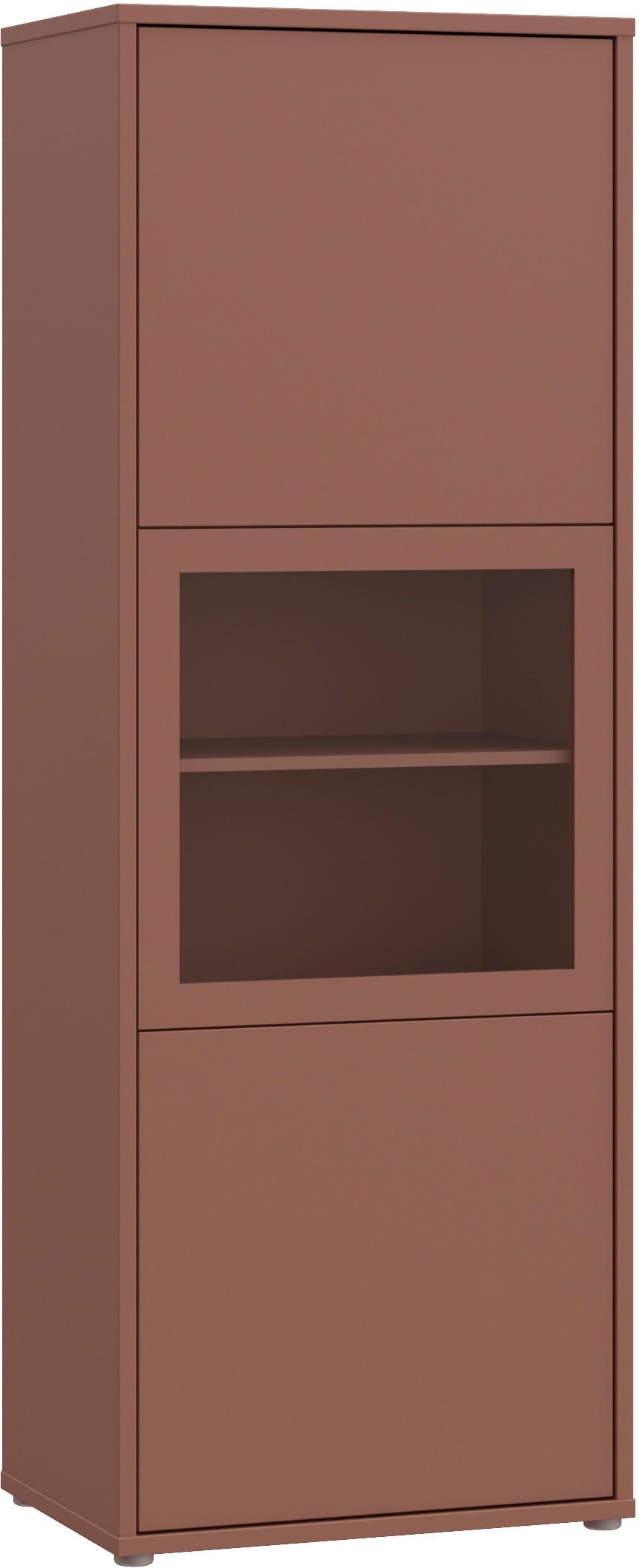 VITRINE  in Terracotta  - Sandfarben/Terracotta, MODERN, Glas/Holz (64,8/179,1/44cm) - Carryhome