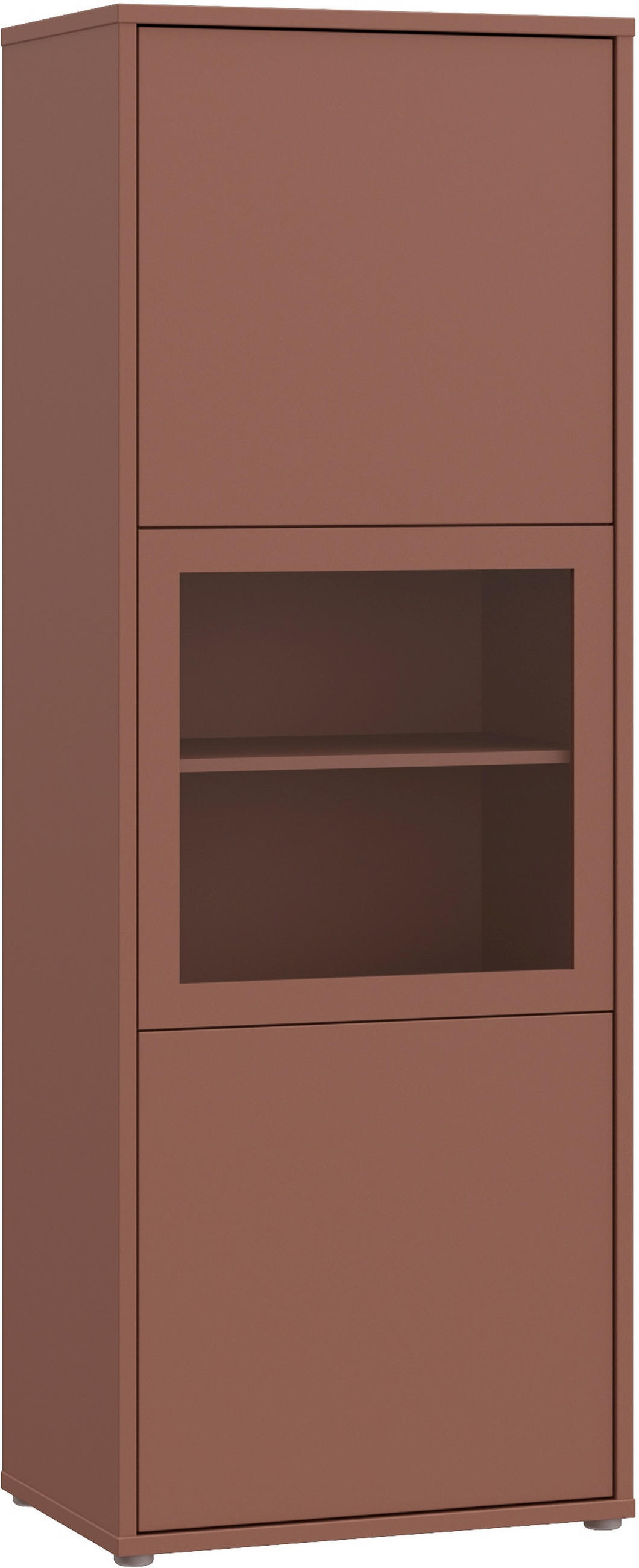 VITRINE  in Terracotta  - Sandfarben/Terracotta, MODERN, Glas/Holz (64,8/179,1/44cm) - Carryhome