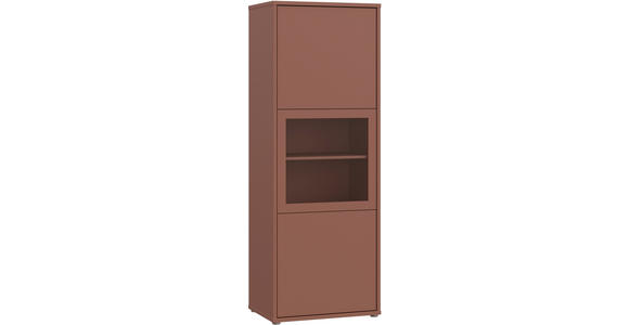 VITRINE  in Terracotta  - Sandfarben/Terracotta, MODERN, Glas/Holz (64,8/179,1/44cm) - Carryhome