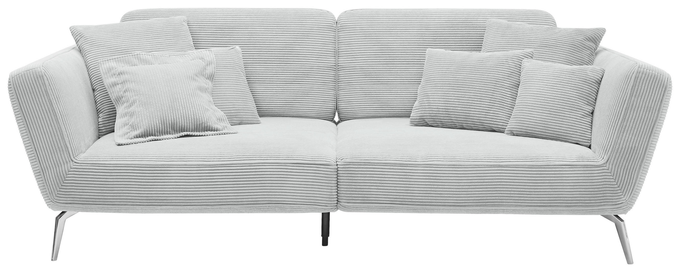 3-SITZER-SOFA Cord Silberfarben  - Chromfarben/Silberfarben, KONVENTIONELL, Kunststoff/Textil (260/90/125cm) - SetOne by Musterring