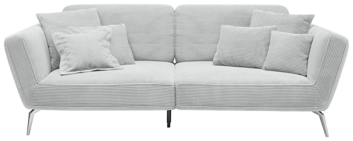 3-SITZER-SOFA Cord Silberfarben  - Chromfarben/Silberfarben, KONVENTIONELL, Kunststoff/Textil (260/90/125cm) - SetOne by Musterring