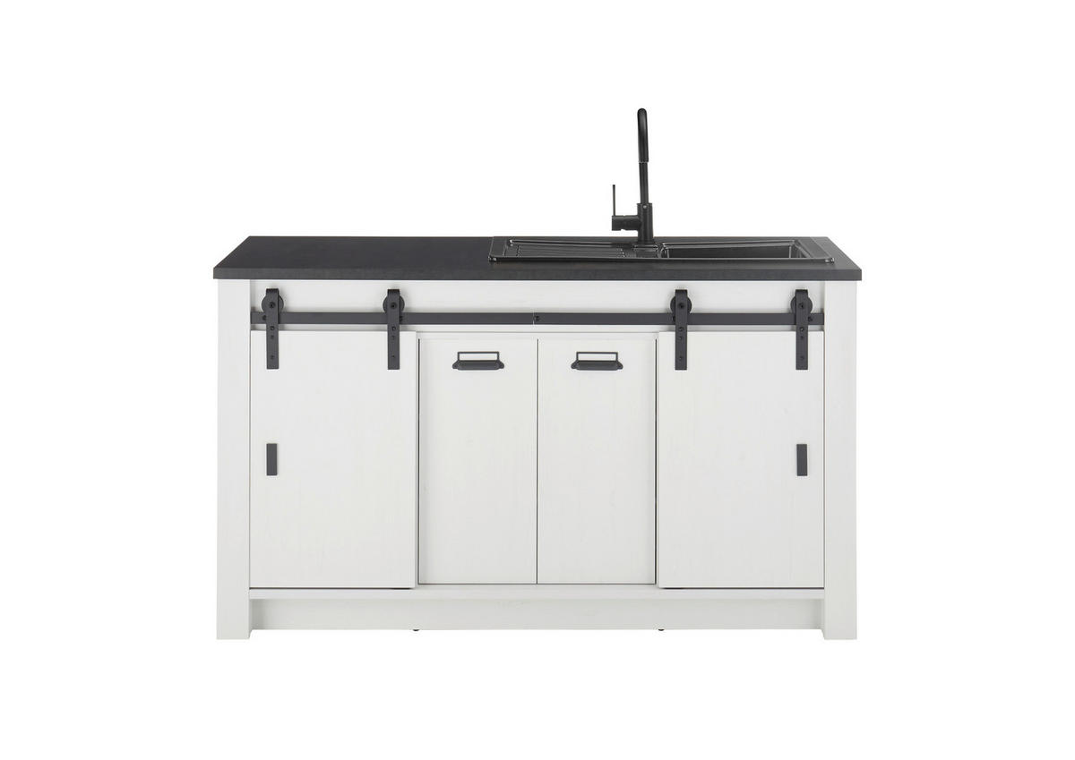SPÜLENUNTERSCHRANK 161/93/64 cm  in Anthrazit, Weiß  - Anthrazit/Schwarz, Trend, Holzwerkstoff/Metall (161/93/64cm) - MID.YOU