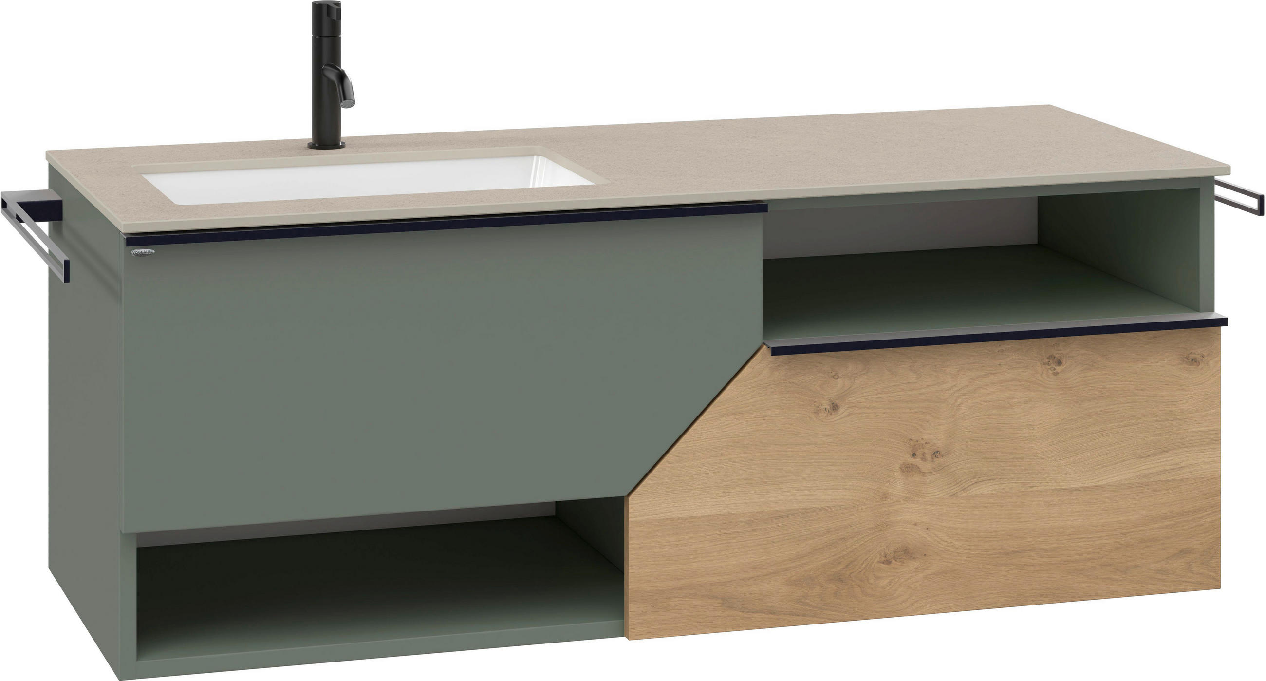 WASCHTISCHKOMBI 128,4 cm  - Taupe/Eichefarben, LIFESTYLE, Holz/Keramik (128,4cm) - Voglauer