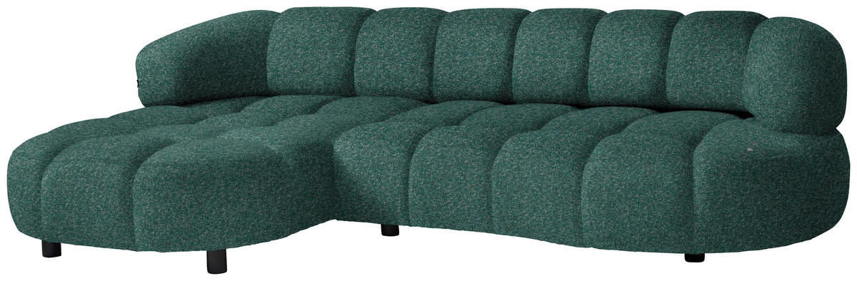 ECKSOFA Grün Webstoff  - Schwarz/Grün, Design, Holz/Textil (183/284cm) - Welnova
