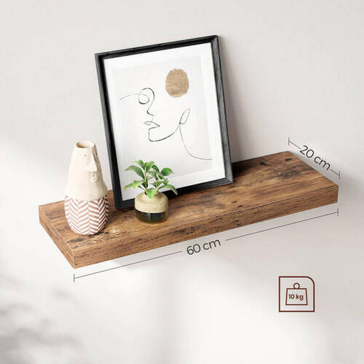 WANDREGAL Braun, Schwarz  - Schwarz/Braun, Basics, Holzwerkstoff (60/3,8/20cm) - Boxxx