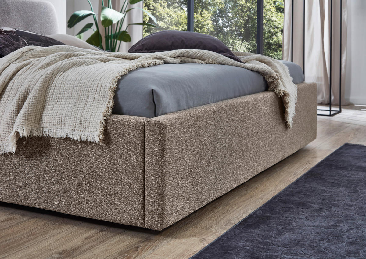 POLSTERBETT 160/200 cm,  in Braun,  - Schwarz/Braun, Design, Holz/Textil (160/200cm) - Stylife