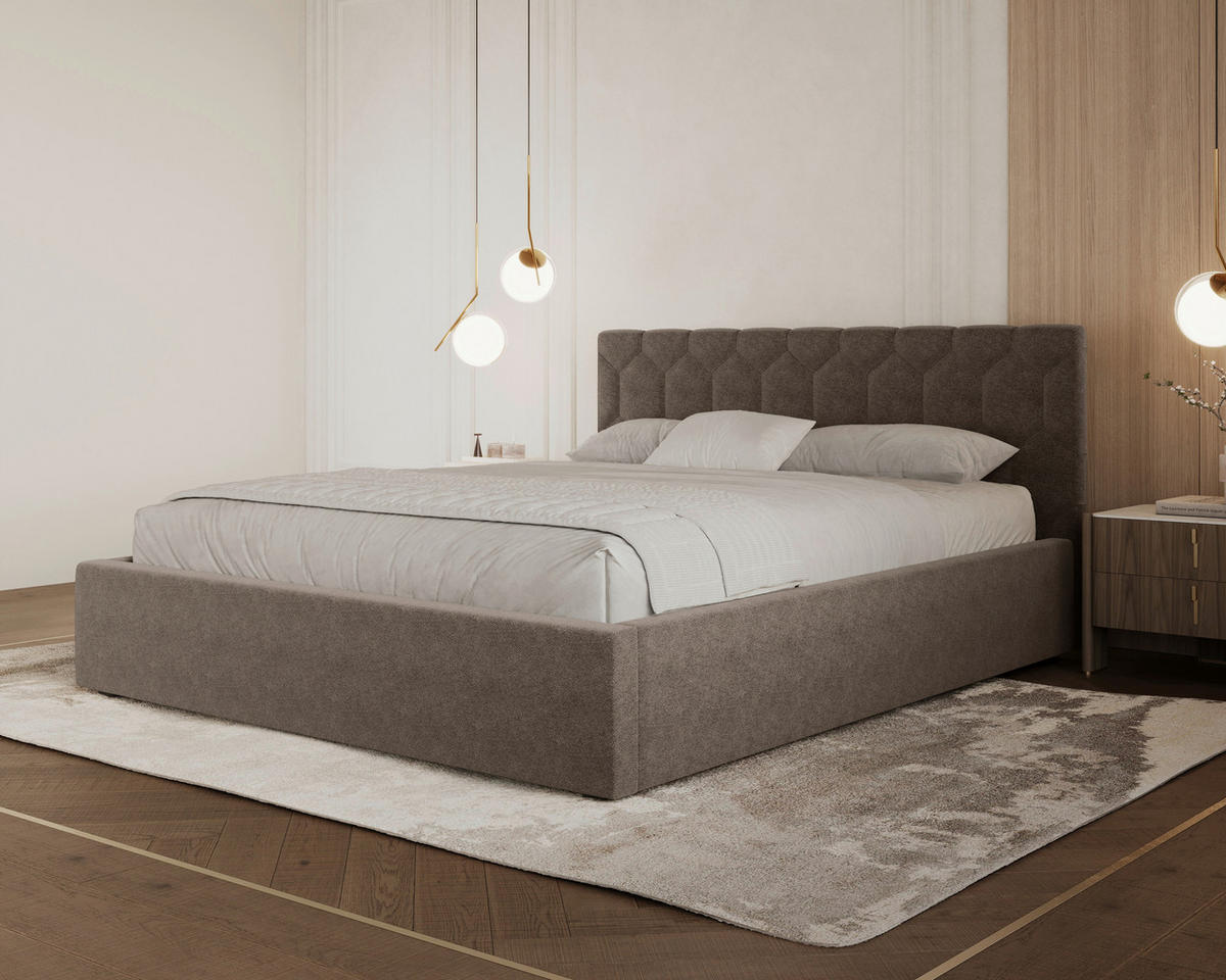 POLSTERBETT Lattenrost, Bettkasten Braun 180/200 cm  - Schwarz/Braun, MODERN, Holz/Kunststoff (180/200cm) - Livetastic