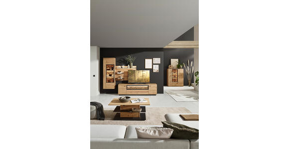 WOHNWAND  in Wildeiche  293,8/207,1/45,2 cm  - Wildeiche/Graphitfarben, Natur, Glas/Holz (293,8/207,1/45,2cm) - Valnatura