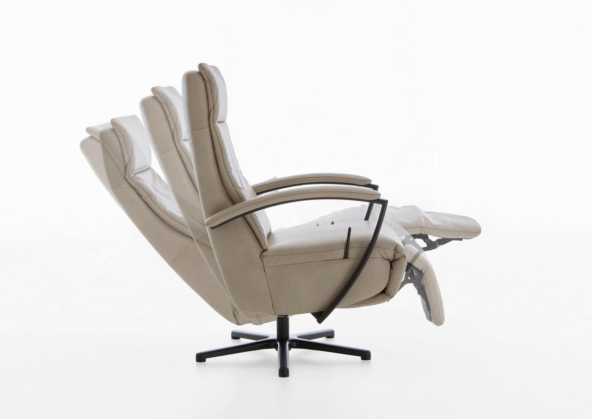 RELAXSESSEL in Leder Beige  - Beige/Schwarz, Design, Leder/Metall (76/112/83cm) - Beldomo Speed