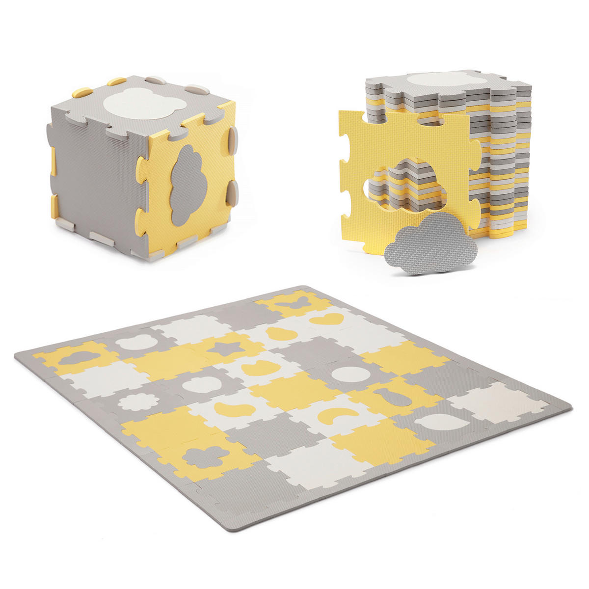 BODENPUZZLE - Gelb/Weiß, Basics (165/1.2/185cm) - kinderkraft