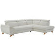 ECKSOFA in Chenille Creme  - Eichefarben/Creme, MODERN, Holz/Textil (287/212cm) - Valnatura