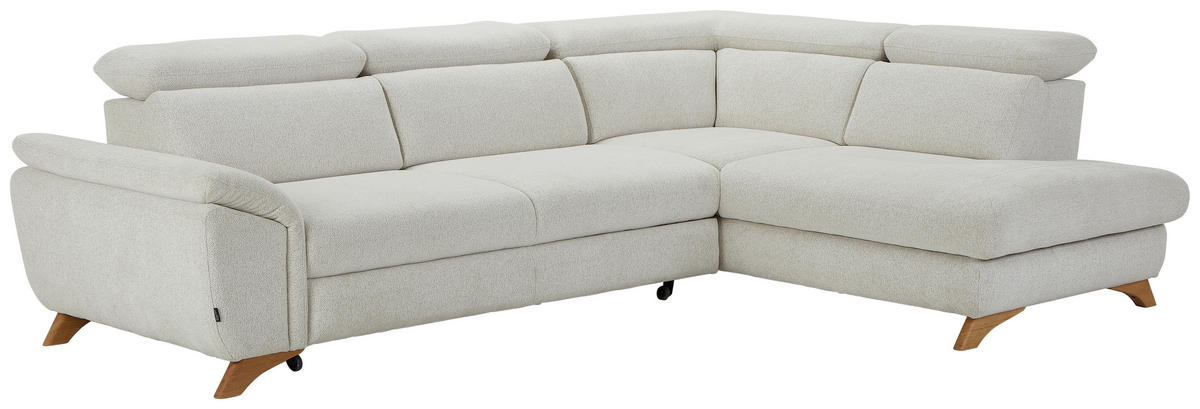 ECKSOFA Creme Chenille  - Eichefarben/Creme, MODERN, Holz/Textil (287/212cm) - Valnatura