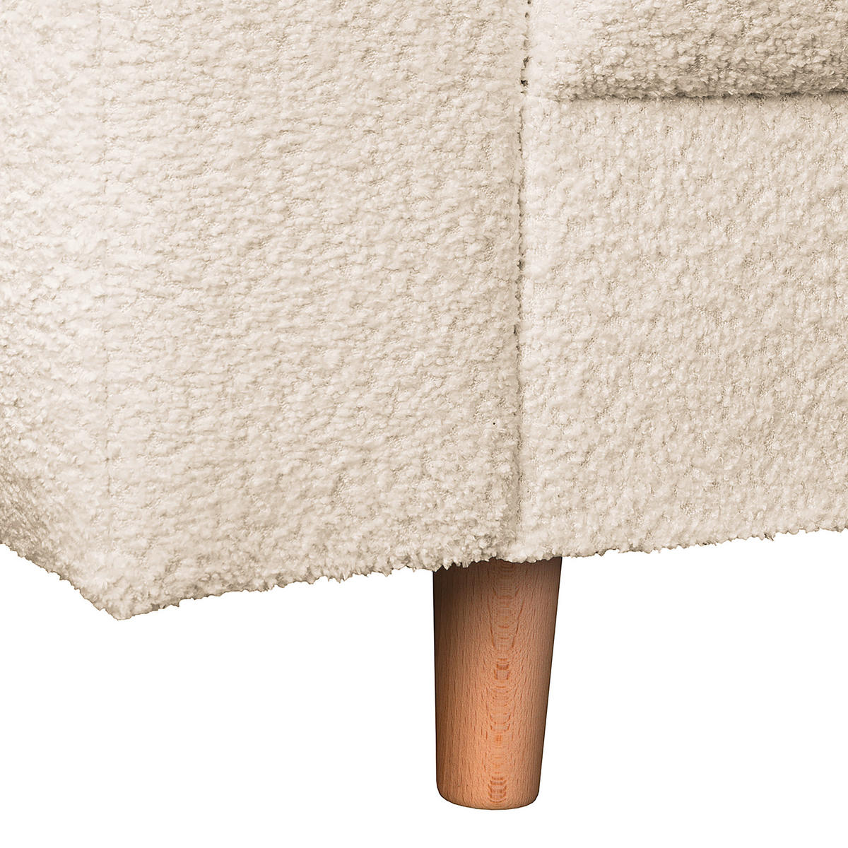 ECKSOFA Ariella Weiß Bouclé  - Naturfarben/Weiß, Design, Holz/Textil (231/161cm) - Livetastic
