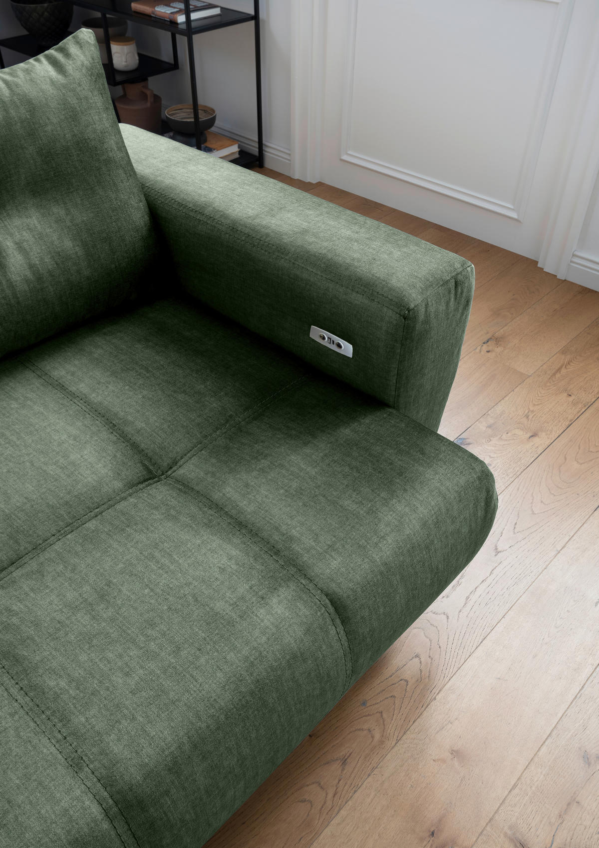 ECKSOFA in Velours Dunkelgrün  - Dunkelgrün/Schwarz, Modern, Textil/Metall (177/246cm) - MID.YOU