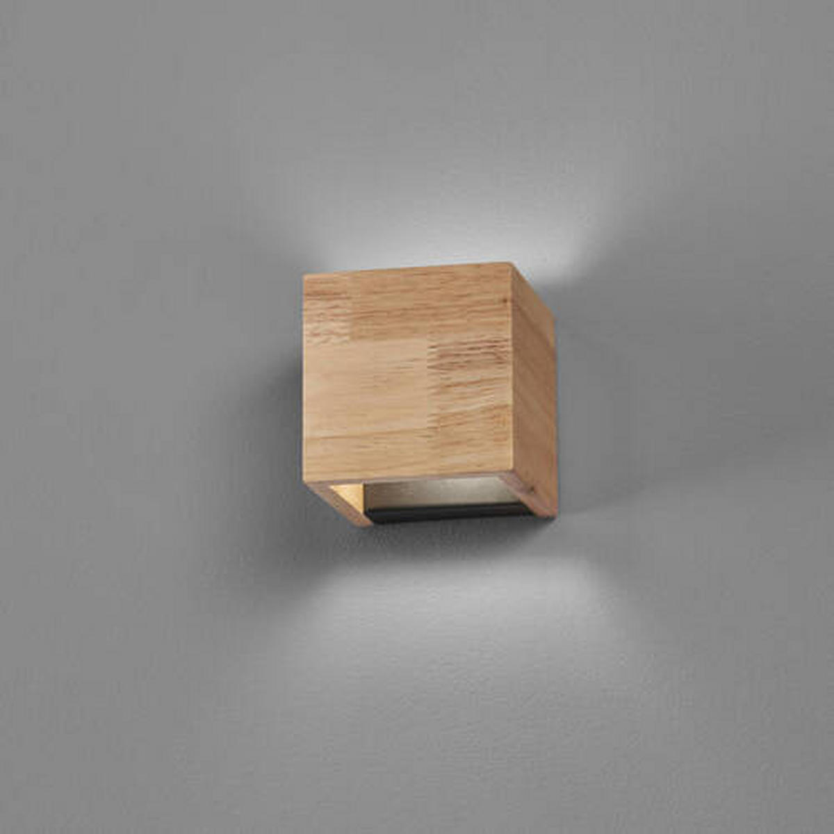 LED-WANDLEUCHTE - Eichefarben/Schwarz, Design, Holz (10/10/10cm) - Fischer & Honsel