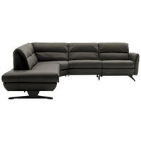 ECKSOFA in Echtleder Dunkelgrau  258/286 cm  - Dunkelgrau/Schwarz, Design, Leder/Metall (258/286cm) - Schöner Wohnen