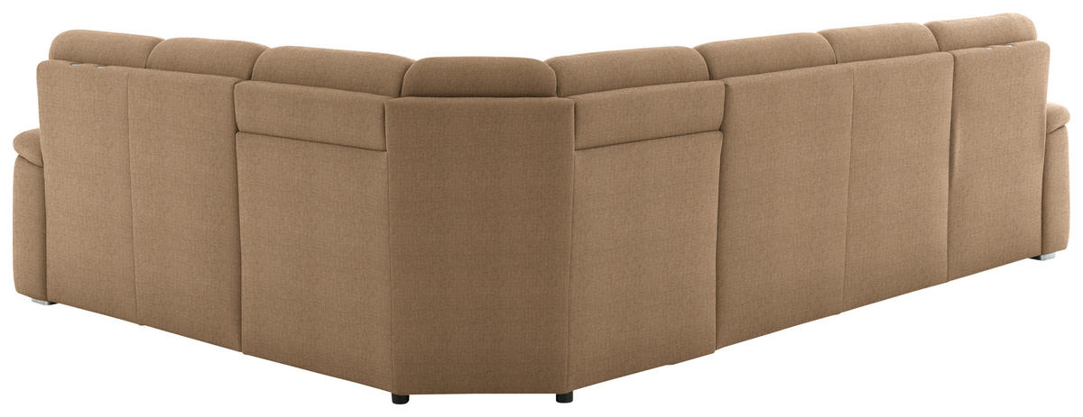 WOHNLANDSCHAFT  in Chenille Altrosa, Hellbraun  - Hellbraun/Alufarben, KONVENTIONELL, Holz/Textil (160/329/235cm) - Beldomo Comfort