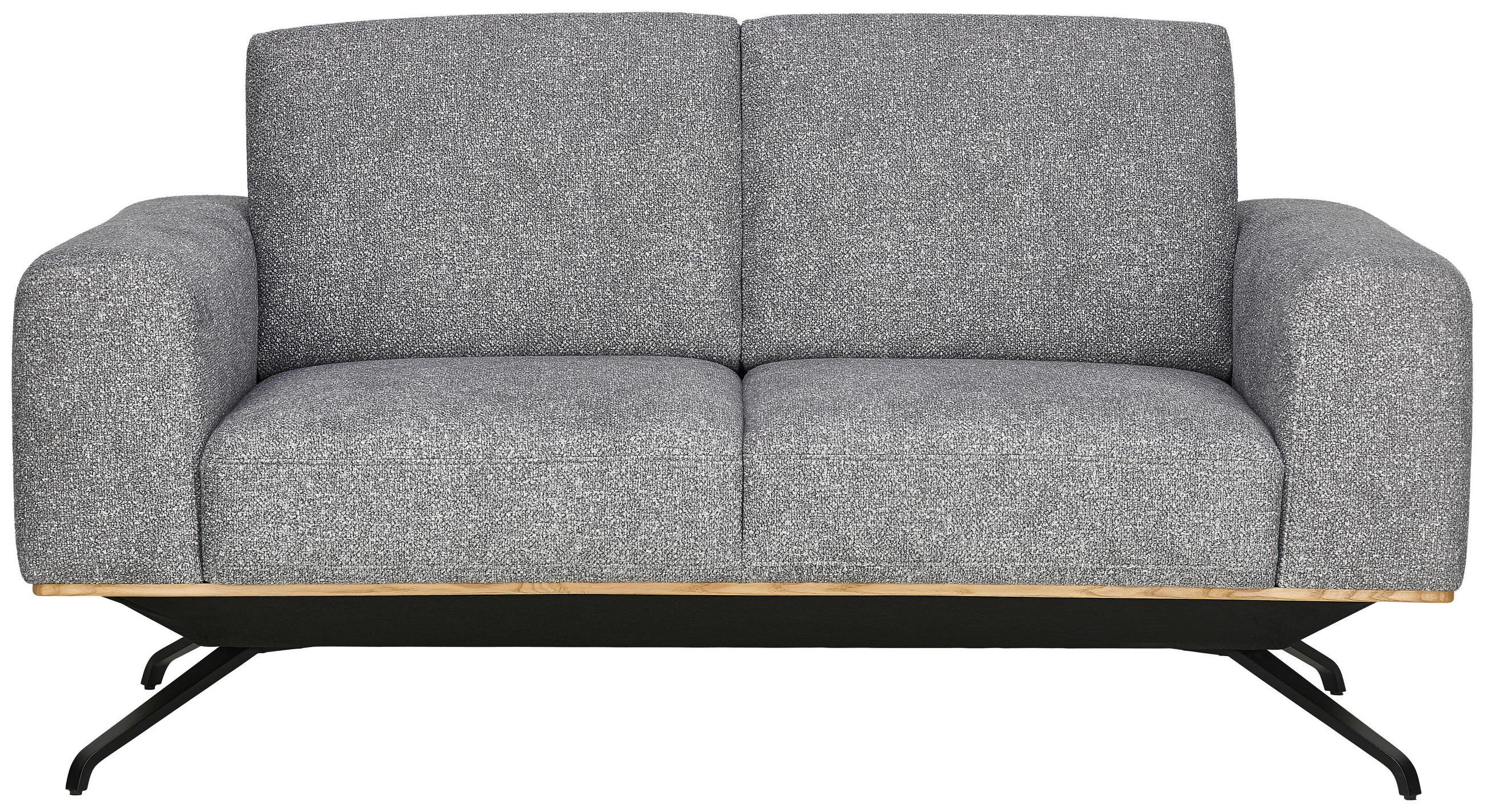 2-SITZER-SOFA in Struktur Grau  - Schwarz/Grau, Design, Holz/Textil (166/85-104/95cm) - Novel