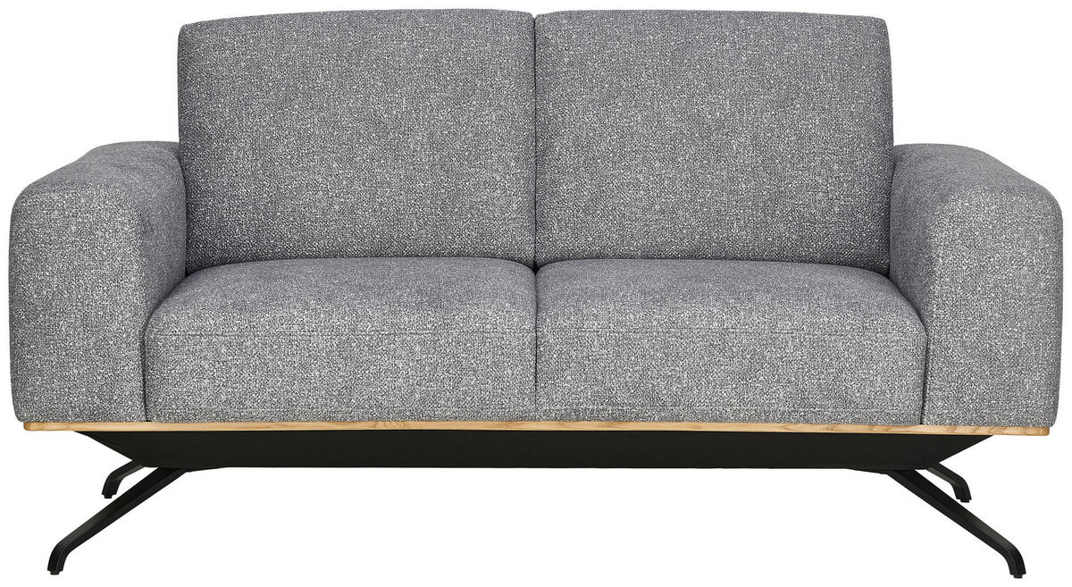 2-SITZER-SOFA in Struktur Grau  - Schwarz/Grau, Design, Holz/Textil (166/85-104/95cm) - Novel