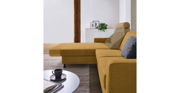 ECKSOFA in Webstoff Honig  165/257 cm  - Schwarz/Honig, Design, Kunststoff/Textil (165/257cm) - Xora