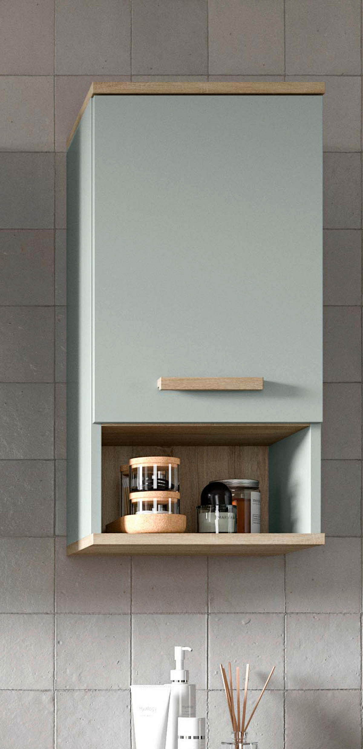 HÄNGESCHRANK 34/68/28 cm  - Graugrün/Eiche San Remo, MODERN, Holzwerkstoff/Kunststoff (34/68/28cm) - MID.YOU