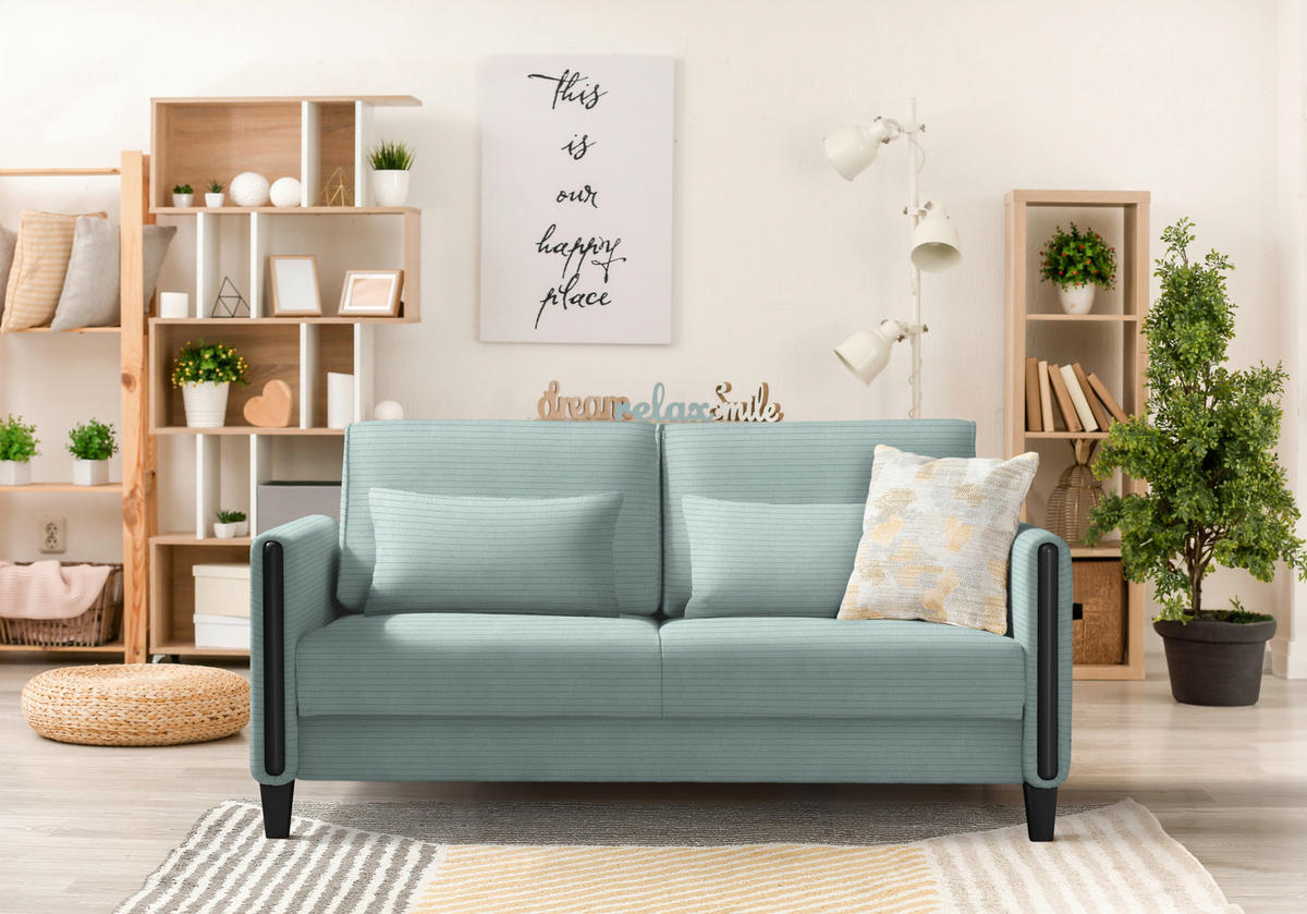 SCHLAFSOFA in Holz, Textil Schwarz, Hellblau  - Schwarz/Hellblau, Design, Holz/Textil (174/88/104cm) - Niels Andersson
