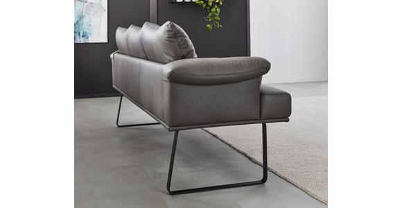 SITZBANK 239/86/69 cm in Anthrazit, Schwarz - Anthrazit/Schwarz, Design, Leder/Holz (239/86/69cm) - Dieter Knoll