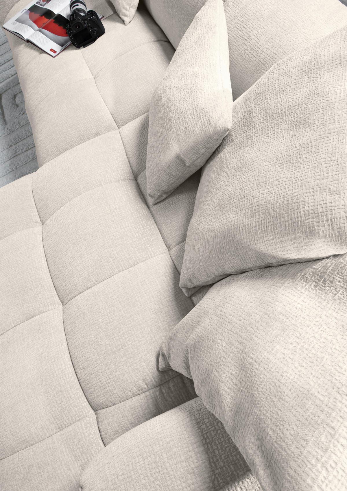 ECKSOFA in Flachgewebe Hellbraun  280/170 cm  - Hellbraun/Schwarz, KONVENTIONELL, Kunststoff/Textil (280/170cm) - Carryhome