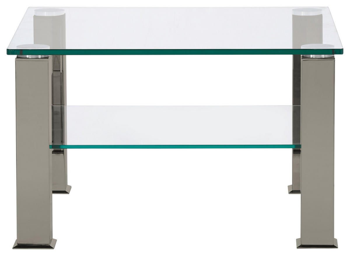 COUCHTISCH Kristallglas 75/75/42,5 cm quadratisch Grau  - Grau, Design, Glas/Kunststoff (75/75/42,5cm)