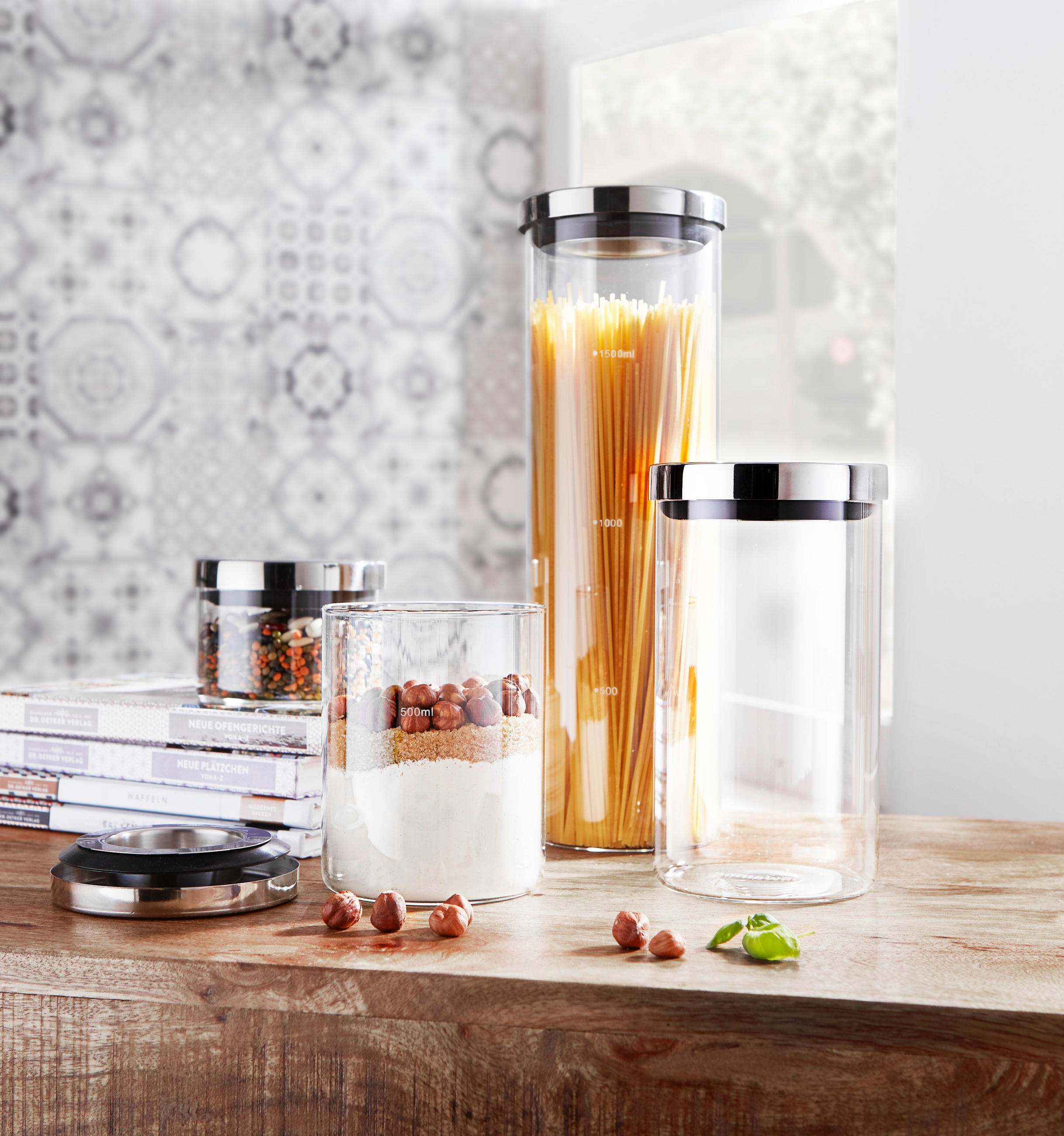 VORRATSDOSE 2 L  - Klar/Edelstahlfarben, Design, Glas/Metall (9,5/31cm) - Homeware Profession.