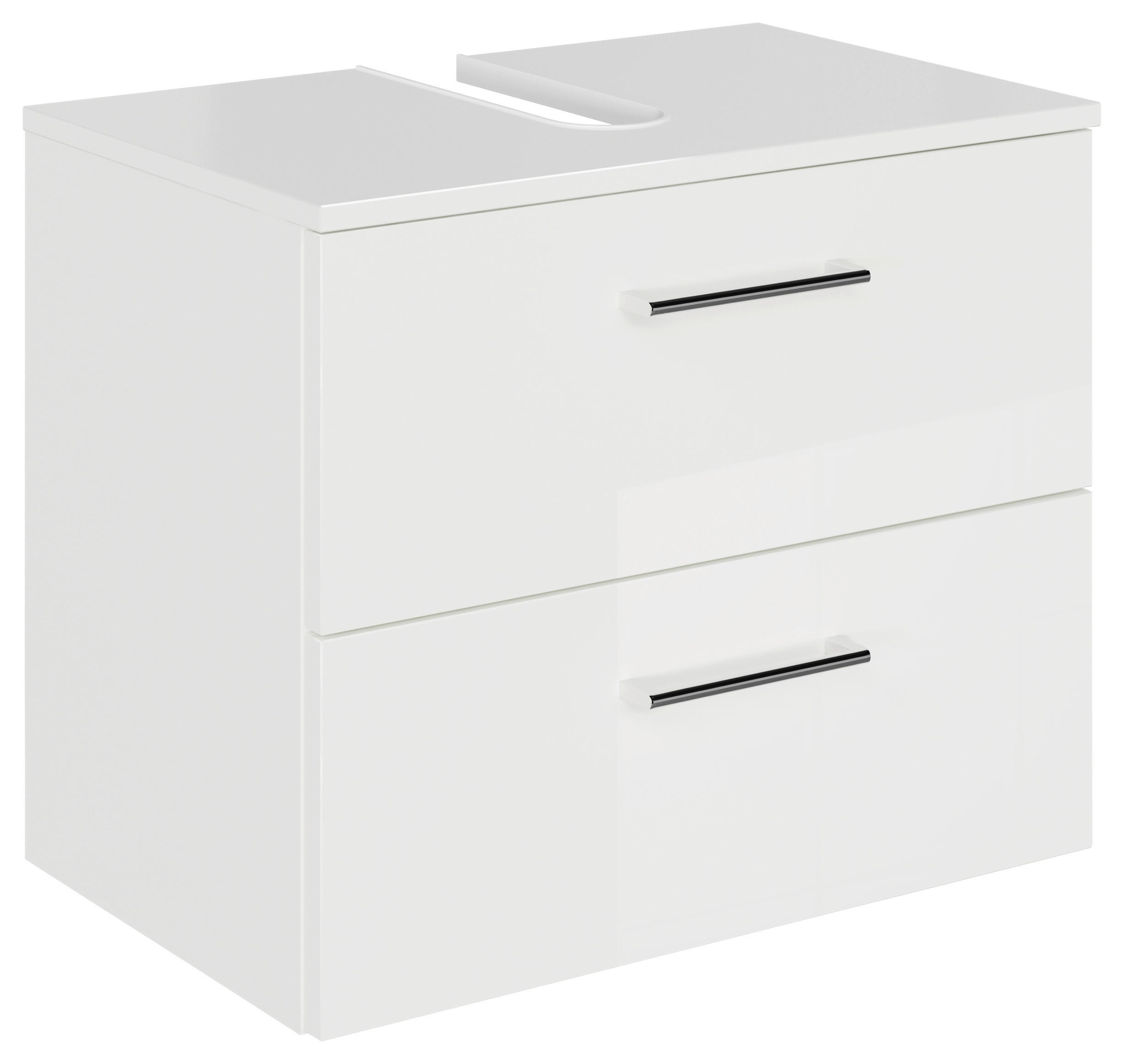 WASCHBECKENUNTERSCHRANK 60/49,8/38,3 cm  - Chromfarben/Weiß Hochglanz, KONVENTIONELL, Holzwerkstoff/Metall (60/49,8/38,3cm) - Sadena