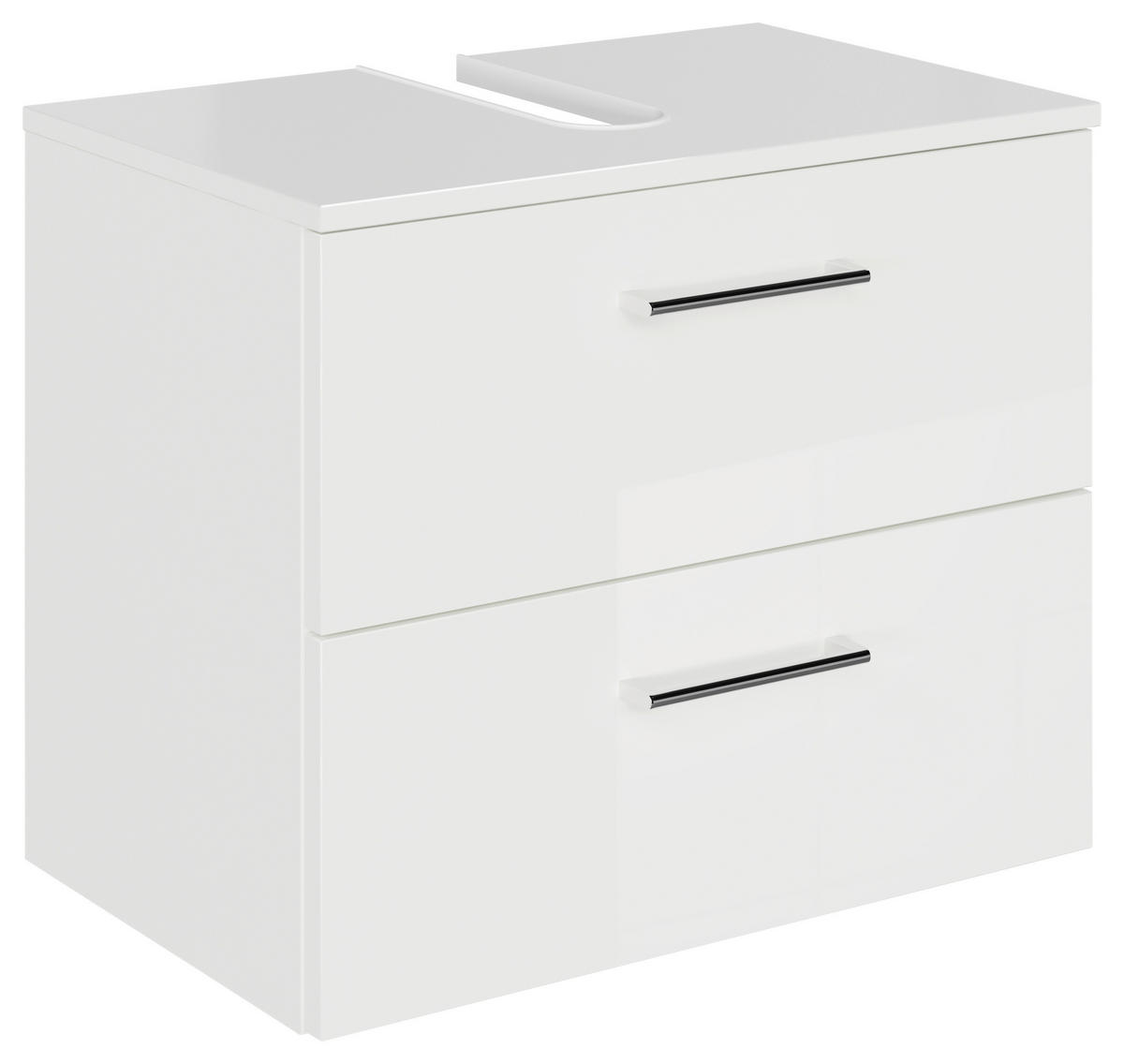 WASCHBECKENUNTERSCHRANK 60/49,8/38,3 cm  - Chromfarben/Weiß Hochglanz, KONVENTIONELL, Holzwerkstoff/Metall (60/49,8/38,3cm) - Sadena