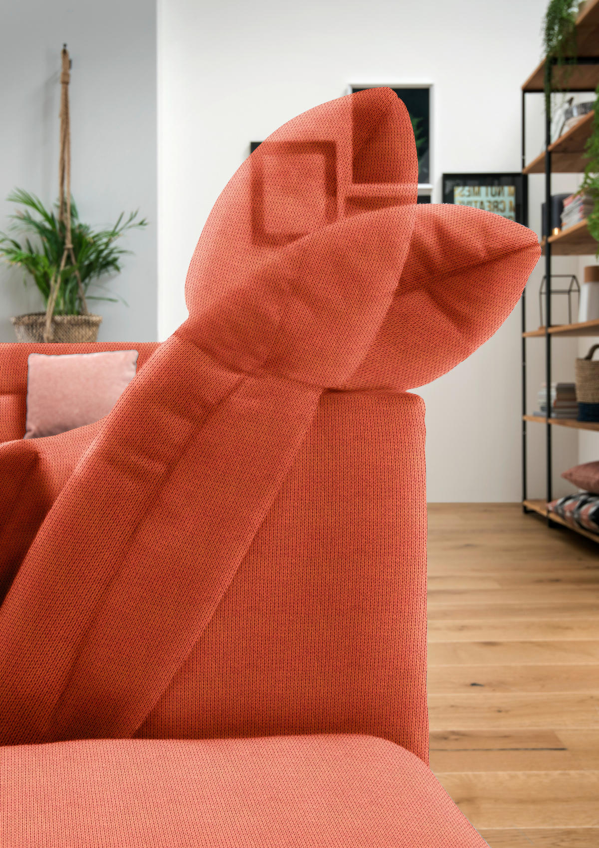 WOHNLANDSCHAFT in Mikrofaser Orange  - Chromfarben/Orange, Design, Kunststoff/Textil (211/350/204cm) - Xora