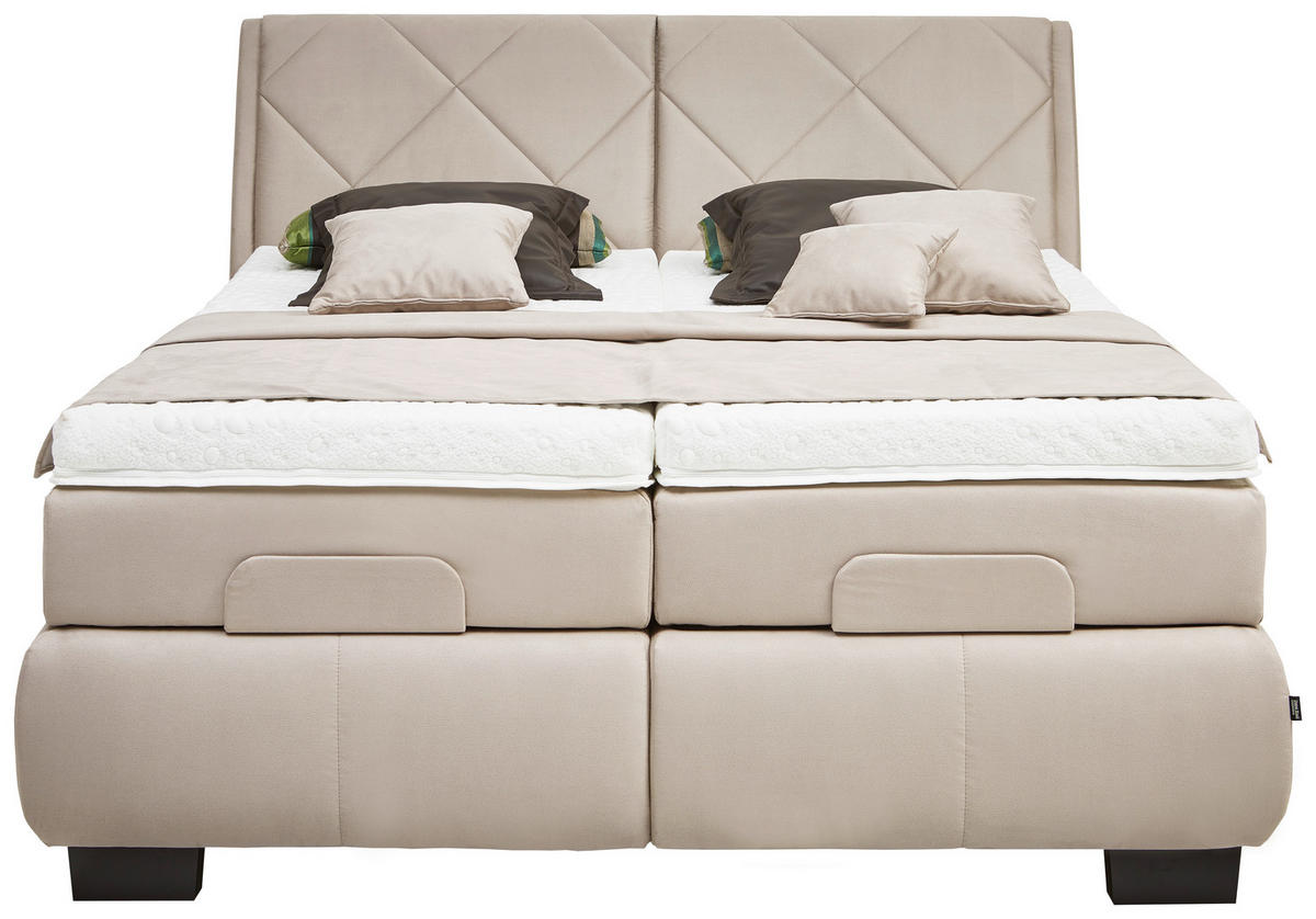 BOXSPRINGBETT 180/200 cm  in Beige  - Beige/Schwarz, KONVENTIONELL, Textil/Metall (180/200cm) - Dieter Knoll