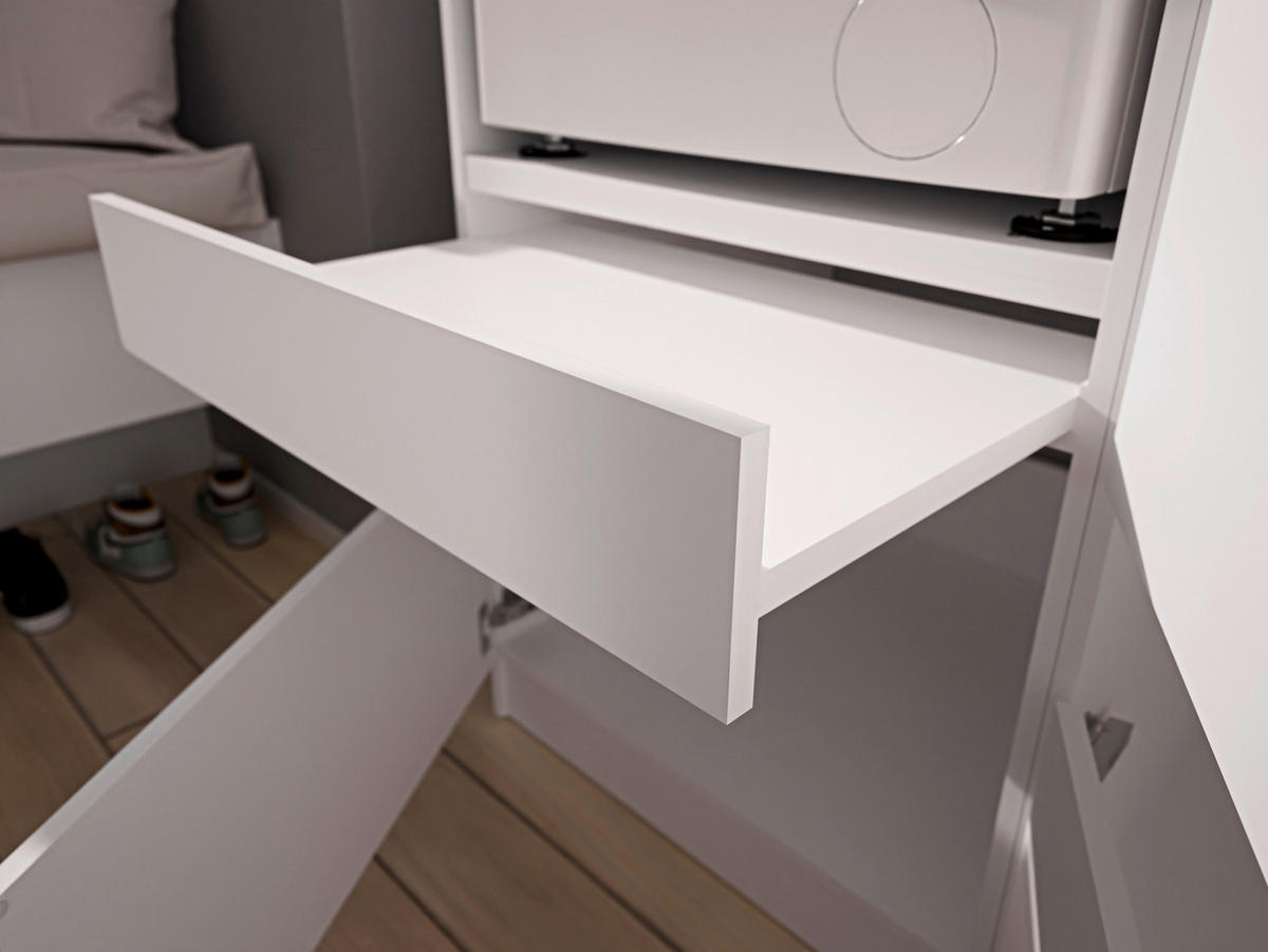 WASCHMASCHINENSCHRANK  68/200/68 cm  - Schwarz/Weiß, Design, Holzwerkstoff/Metall (68/200/68cm) - Milino