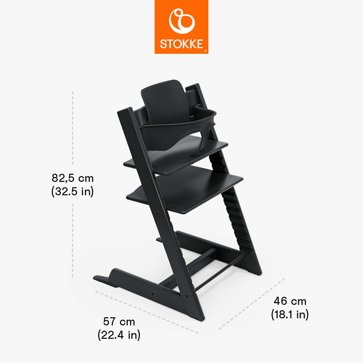HOCHSTUHL-SET Tripp Trapp Bundles  - Schwarz, Basics, Holz (83/57/46cm) - Stokke