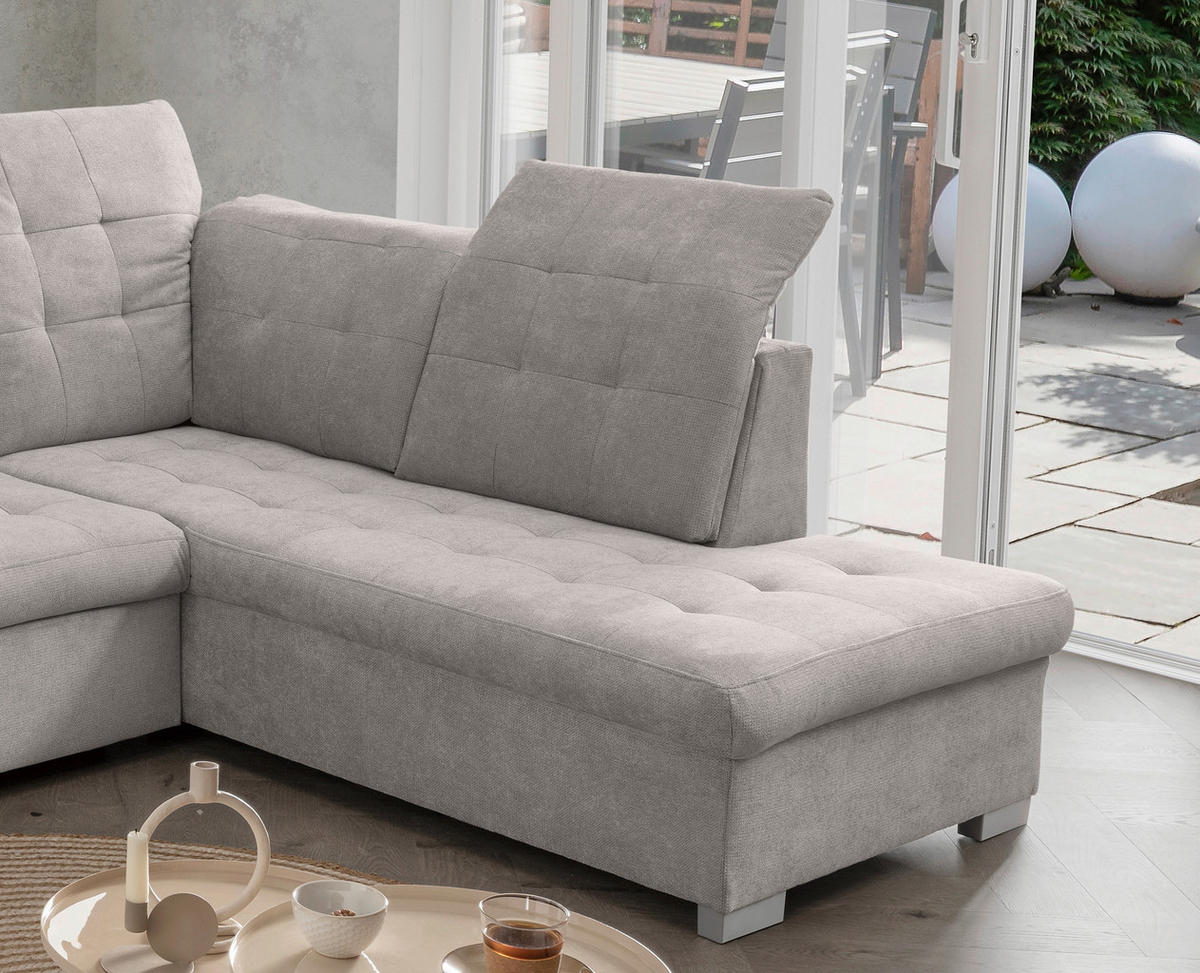 WOHNLANDSCHAFT Grau Mikrofaser  - Chromfarben/Grau, MODERN, Kunststoff/Textil (169/330/212cm) - Livetastic