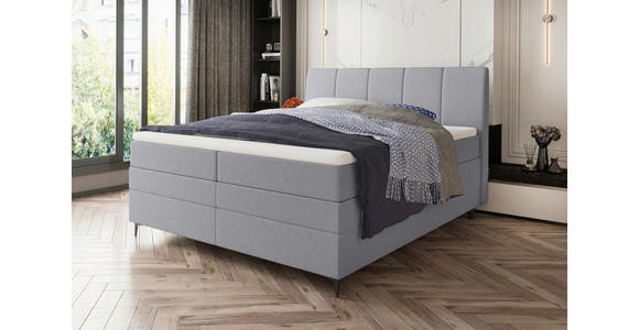 BOXSPRINGBETT 180/200 cm  in Hellgrau  - Hellgrau/Schwarz, KONVENTIONELL, Textil/Metall (180/200cm) - Carryhome