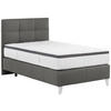 BOXSPRINGBETT 120/200 cm,  in Anthrazit, Matratze, gepolstertes Kopfteil, Topper, H3 = fest  - Chromfarben/Anthrazit, KONVENTIONELL, Leder/Textil (120/200cm) - Novel