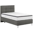 BOXSPRINGBETT 140/200 cm  in Anthrazit  - Chromfarben/Anthrazit, KONVENTIONELL, Leder/Textil (140/200cm) - Novel