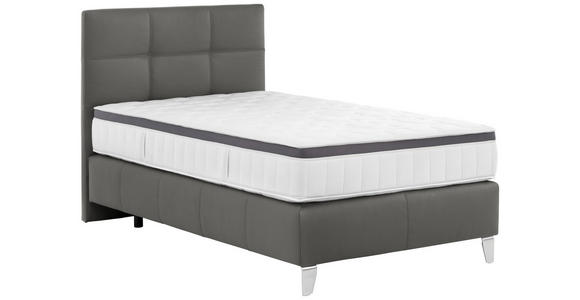 BOXSPRINGBETT 140/200 cm  in Anthrazit  - Chromfarben/Anthrazit, KONVENTIONELL, Leder/Textil (140/200cm) - Novel