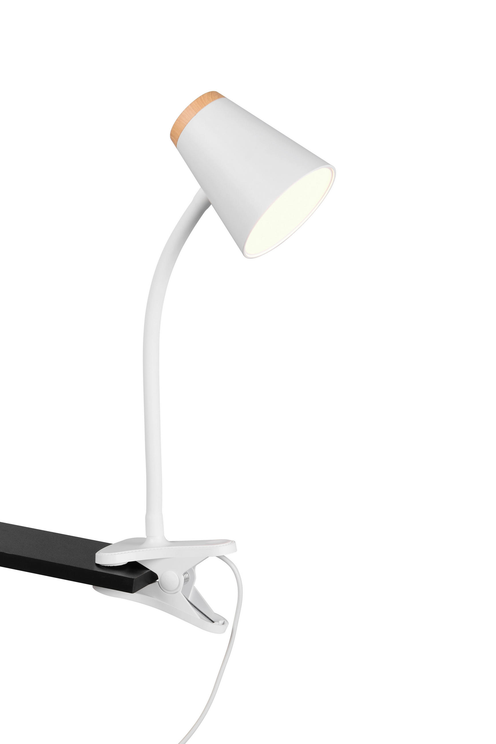 LED-KLEMMLEUCHTE - Weiss/Braun, Basics, Kunststoff/Metall (33/9,5/32cm)