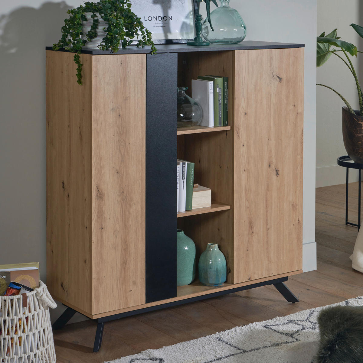 HIGHBOARD  in 110/125/40 cm  - Schwarz/Braun, Design, Holzwerkstoff/Metall (110/125/40cm) - P & B