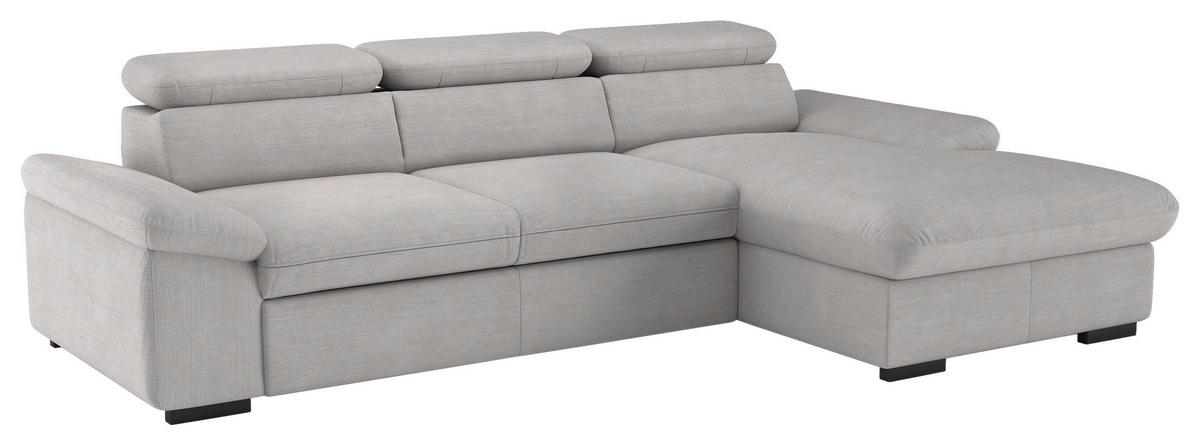 ECKSOFA in Flachgewebe Hellgrau  - Hellgrau/Schwarz, Design, Kunststoff/Textil (250/165cm) - Livetastic