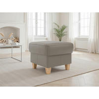 TABURETKA, koža, 58/48/58 cm - sivá/farba duba, Basics, koža/drevo (58/48/58cm) - Sit & More
