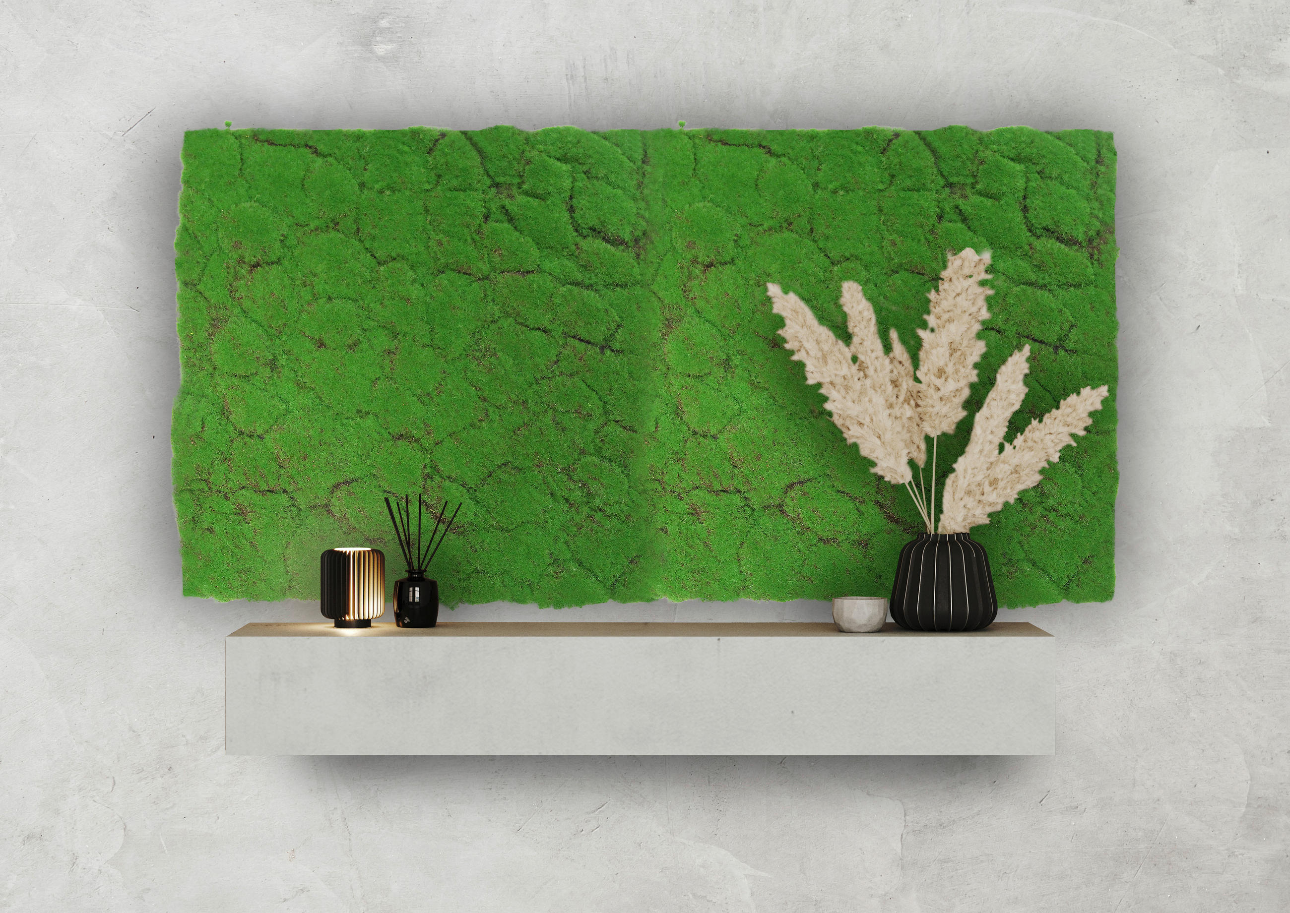 AKUSTIKPANEEL Modular Wall System Design Moos 52/52/2 cm  - Hellgrün, KONVENTIONELL, Kunststoff (52/52/2cm) - Jangal