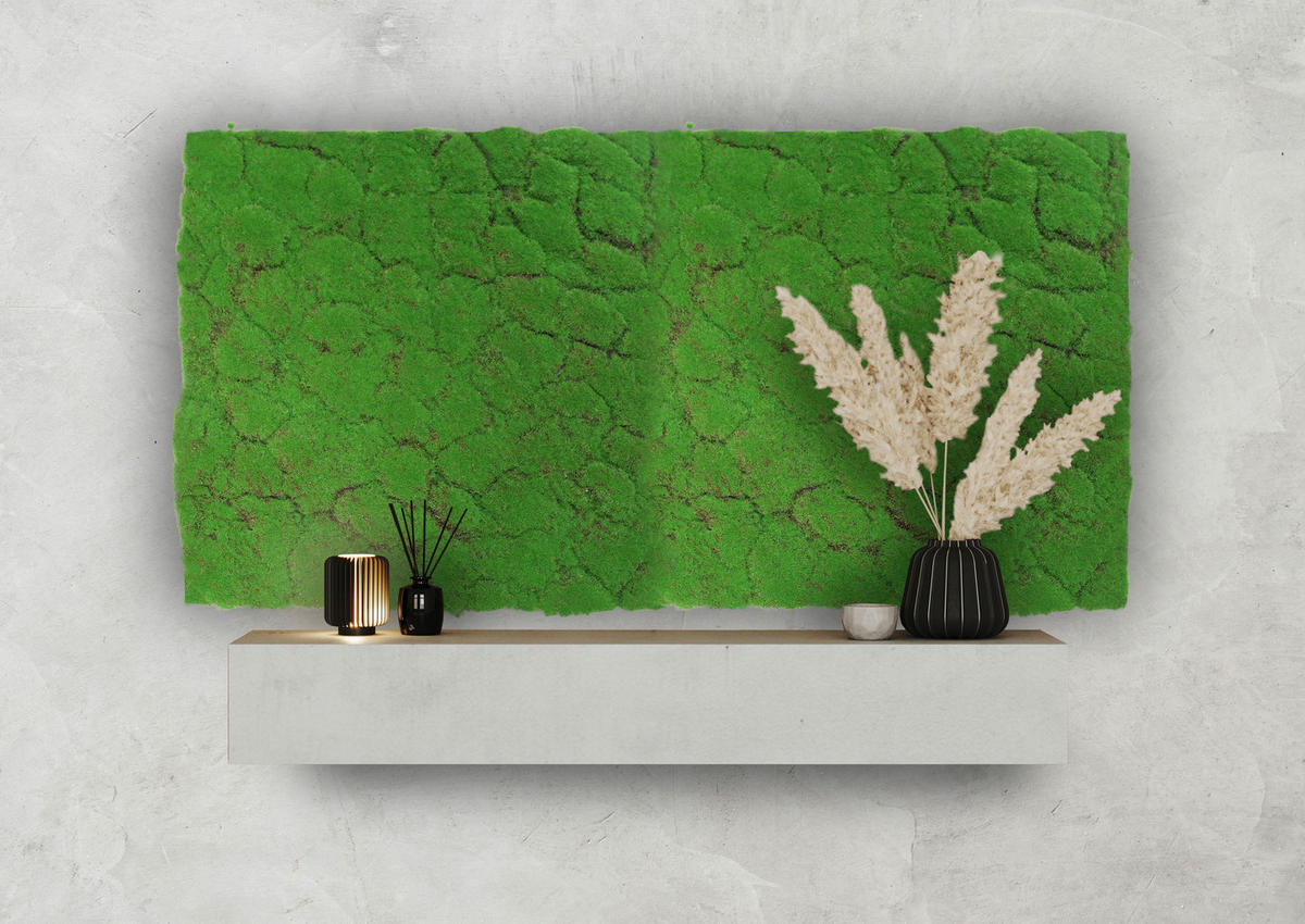 AKUSTIKPANEEL Modular Wall System Design Moos 52/52/2 cm  - Hellgrün, KONVENTIONELL, Kunststoff (52/52/2cm) - Jangal