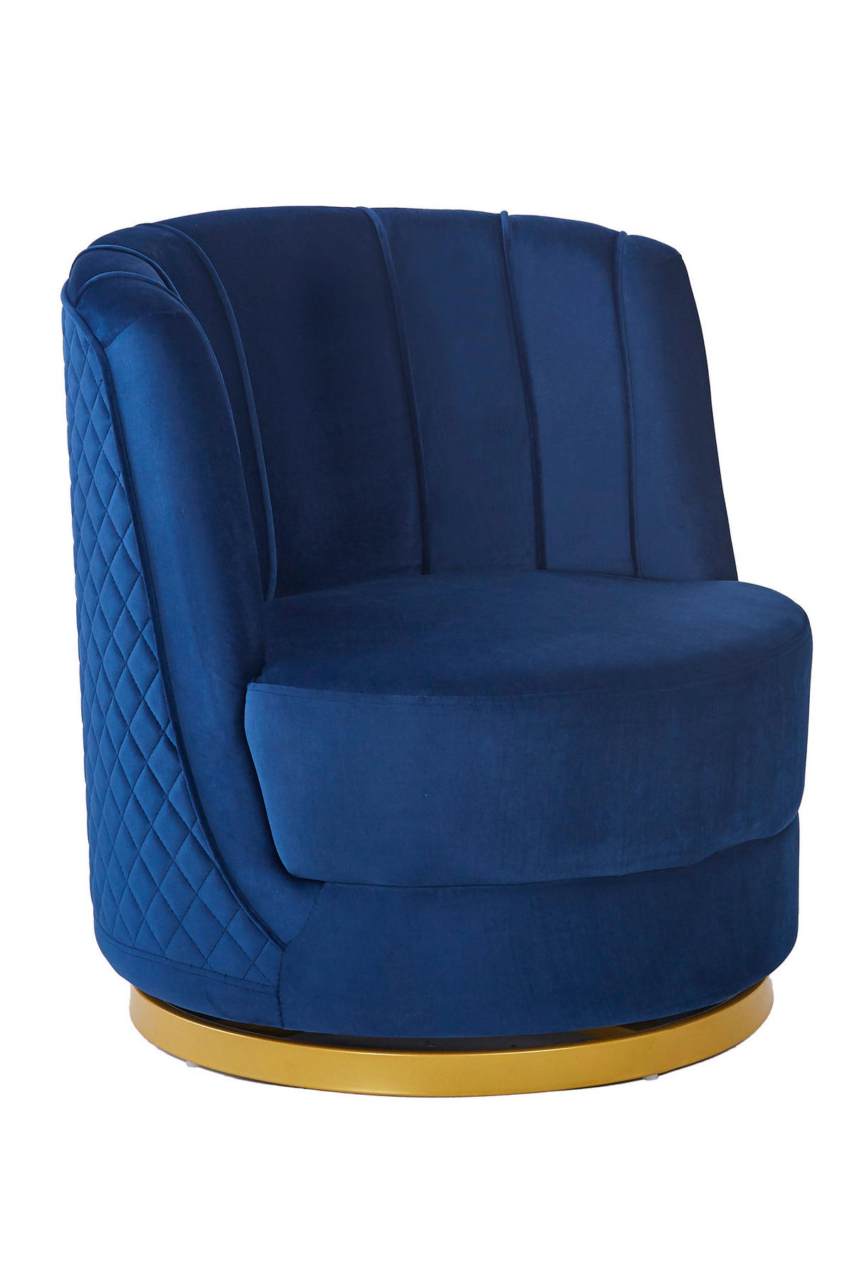 SESSEL in Samt Dunkelblau  - Goldfarben/Dunkelblau, MODERN, Textil/Metall (68/77/57cm) - Livetastic